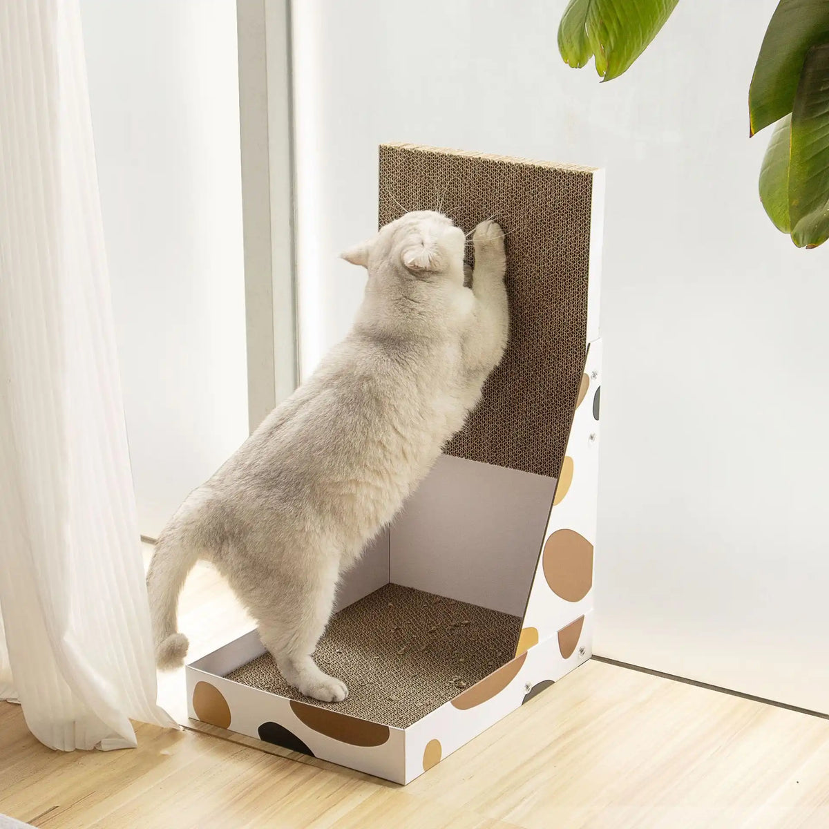 Interactive L-Shaped Cat Scratcher Protector and Bed Scratch Board Cat Toy with 4 Levels