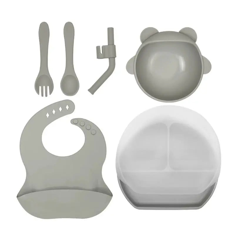 BPA-Free Silicone Baby Feeding Set for Training Infant Weaning Eating Utensils