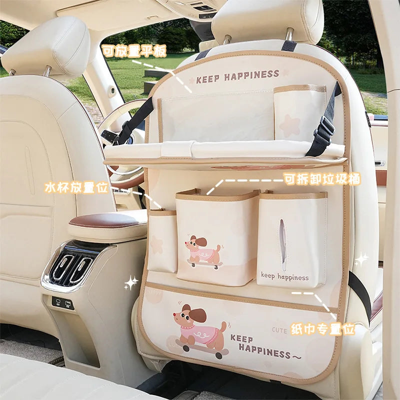 Custom Leather Cartoon Customizable Car Backseat Storage Bag Organizer New Creative Trash