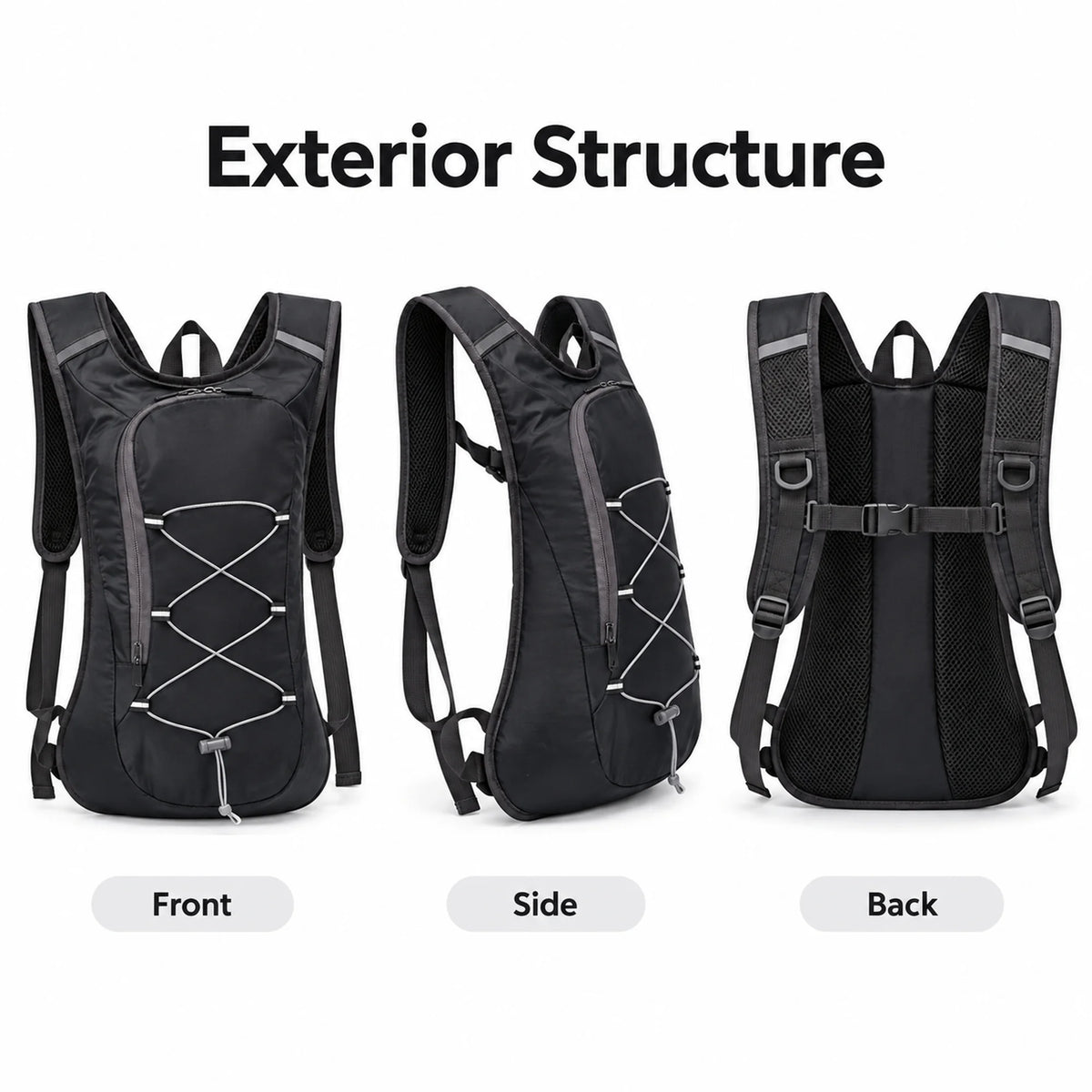 Waterproof Hydration Backpack Ultralight Cycling Vest with Reflective Trim Water Bladder