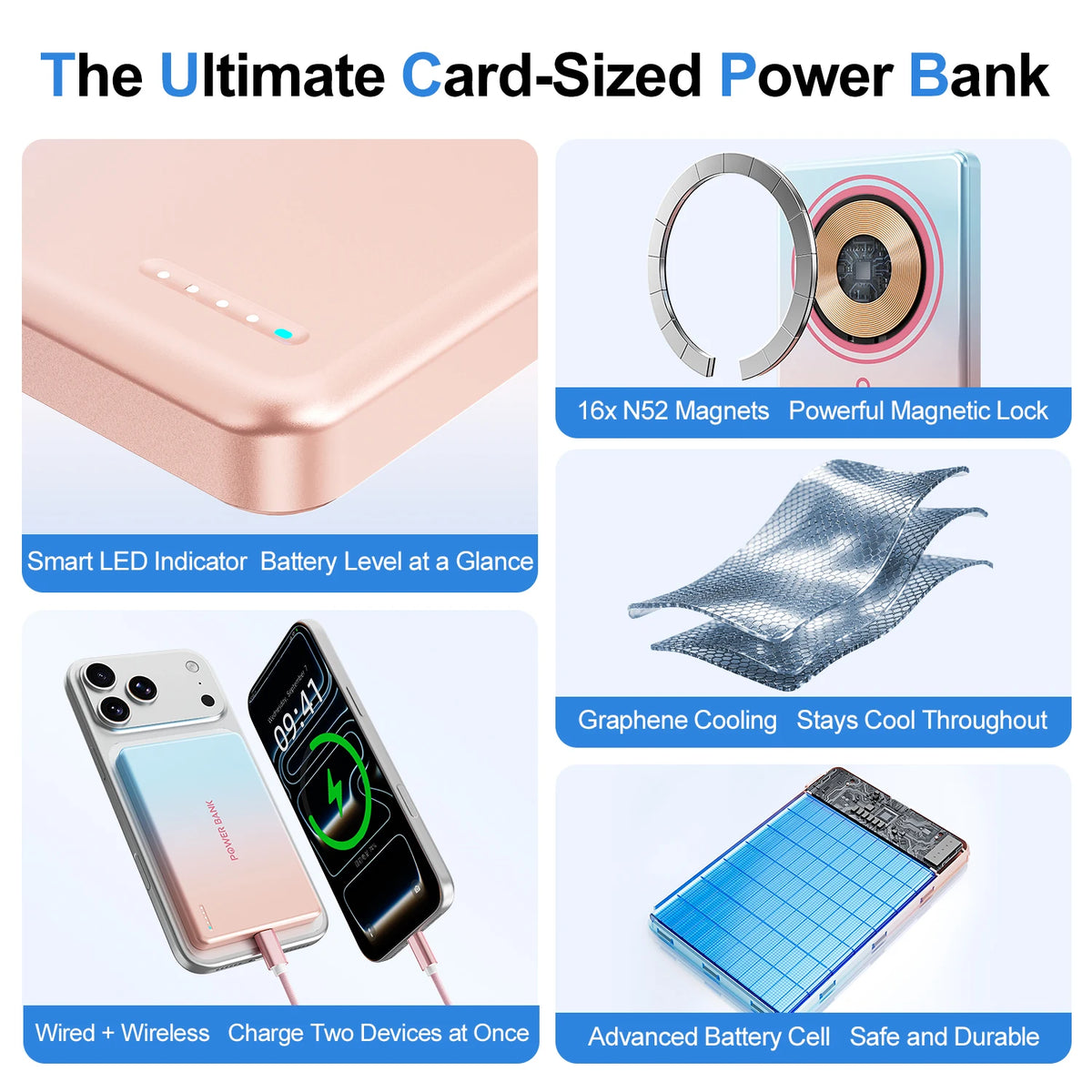 Fast Charging Magnetic Power Bank 5000mah Phone Charger 15 W Ultra Slim Powerbank