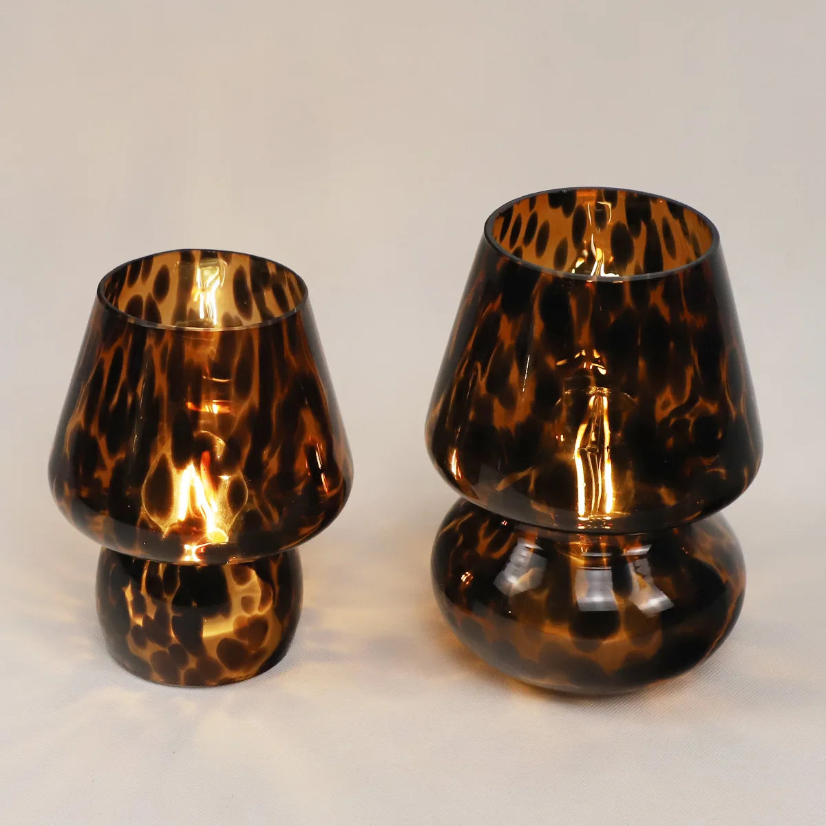 Hollow Blown Glass Leopard Print Mushroom Tabletop Reading Lamp Home Bedroom Elegant