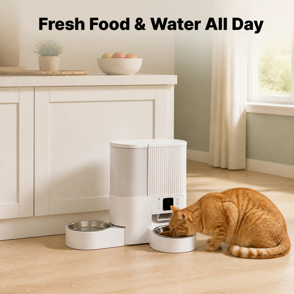 Smart 2-in-1 Automatic Pet Food and Water Feeder with 3MP Camera