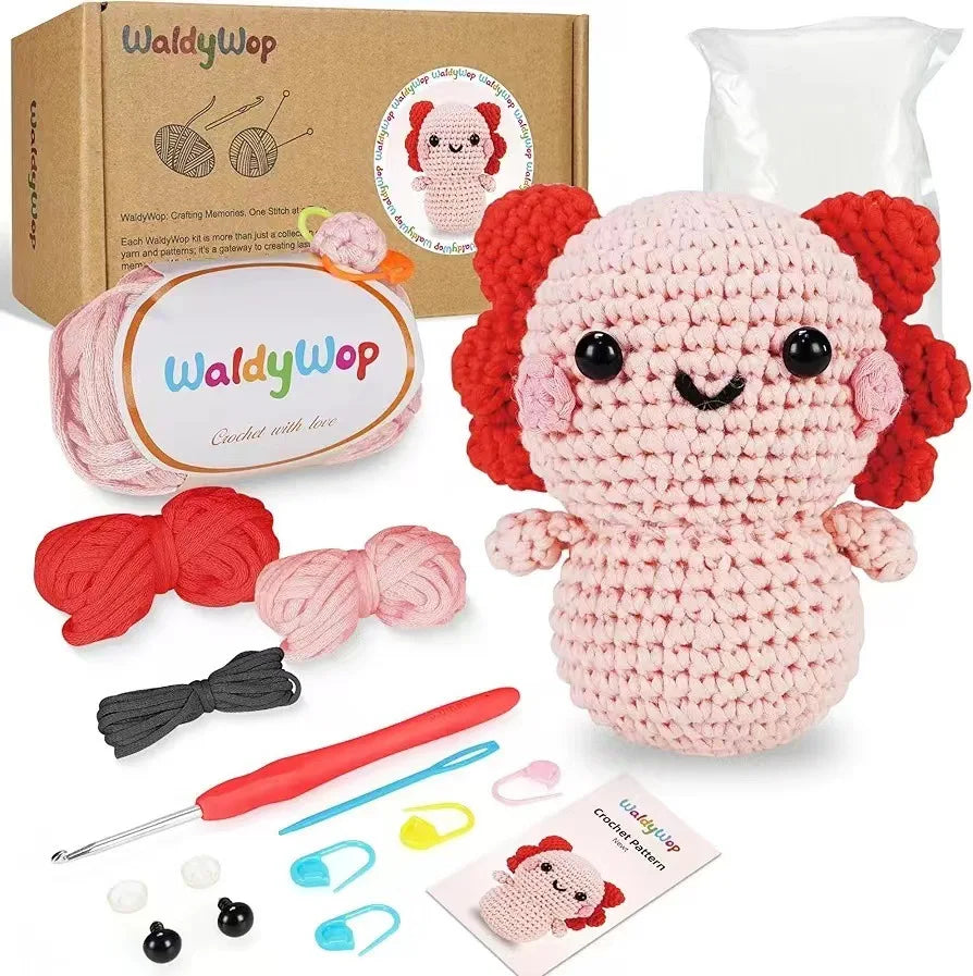 Crochet Kit for Beginners-DIY Craft Animal Patterns Step-By-Step Videos Yarn Crochet