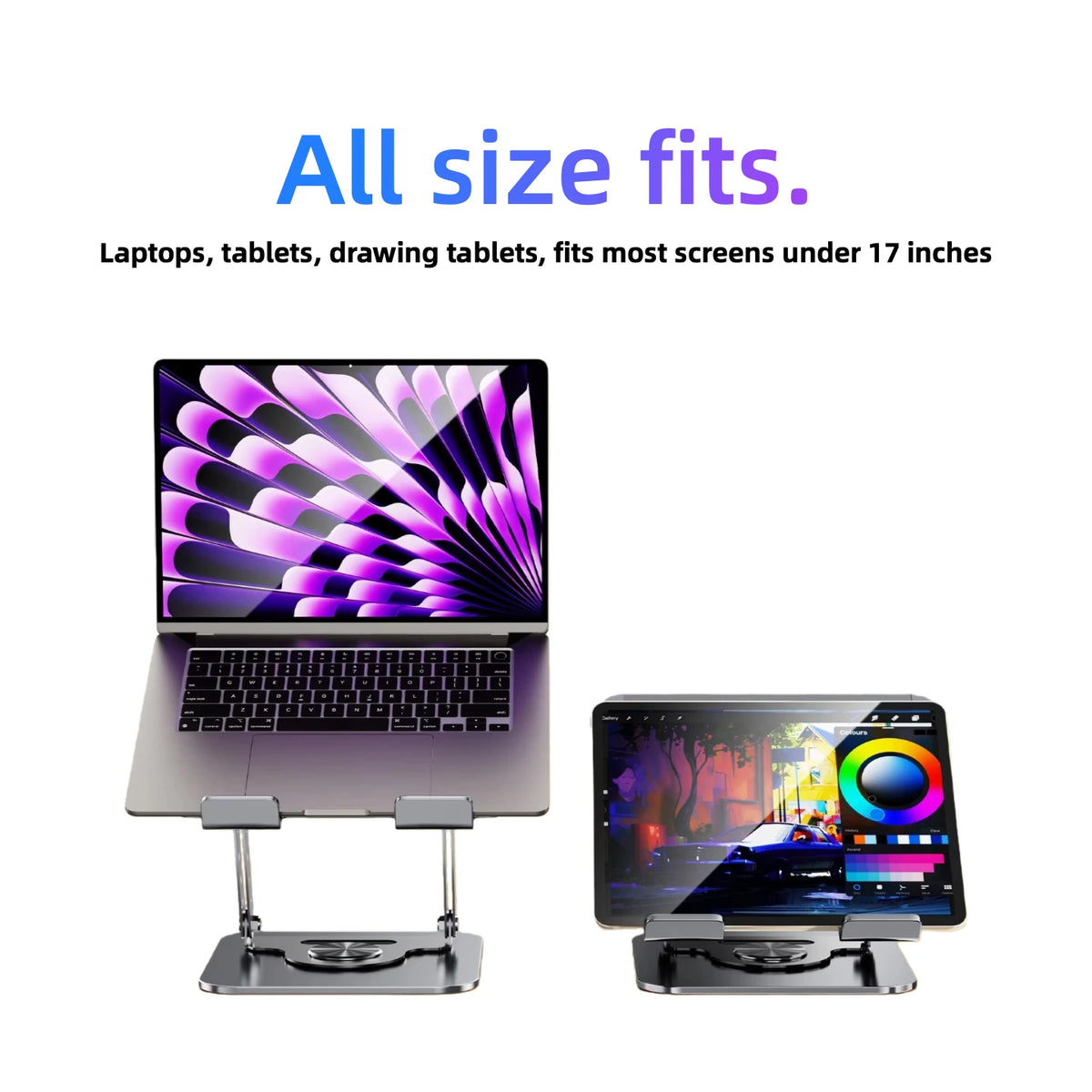 New Foldable 360 Rotatable Aluminum Alloy Laptop Stand with Height Adjustable Riser