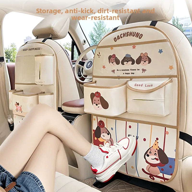 Custom Leather Cartoon Customizable Car Backseat Storage Bag Organizer New Creative Trash