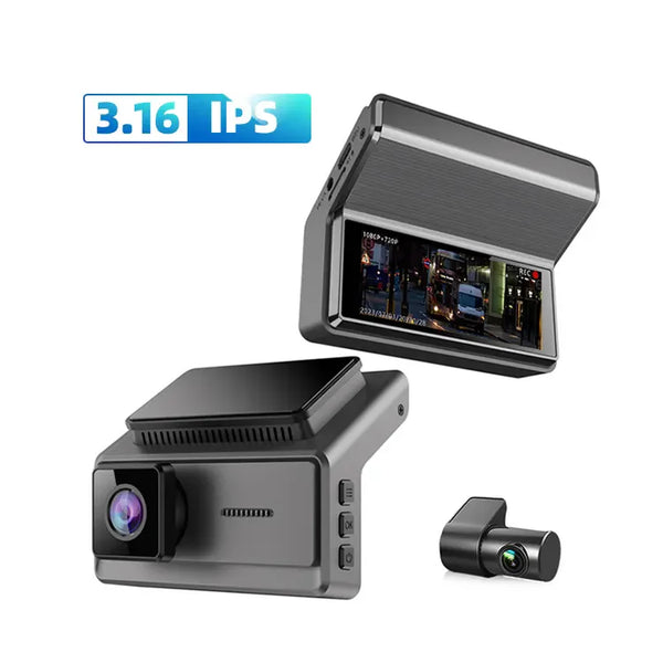 Full HD 2K Front+1K Rear 2 Channel Camera Dashcam 3.16 Inch IPS Screen Car DVR Front