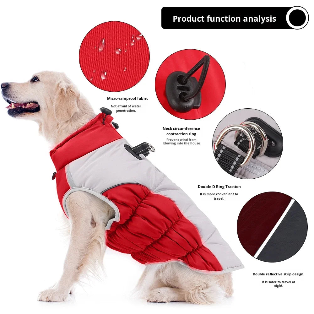 Winter Dog Cotton-Padded Windproof Windbreaker Jacket Sporty Style Warm for Medium