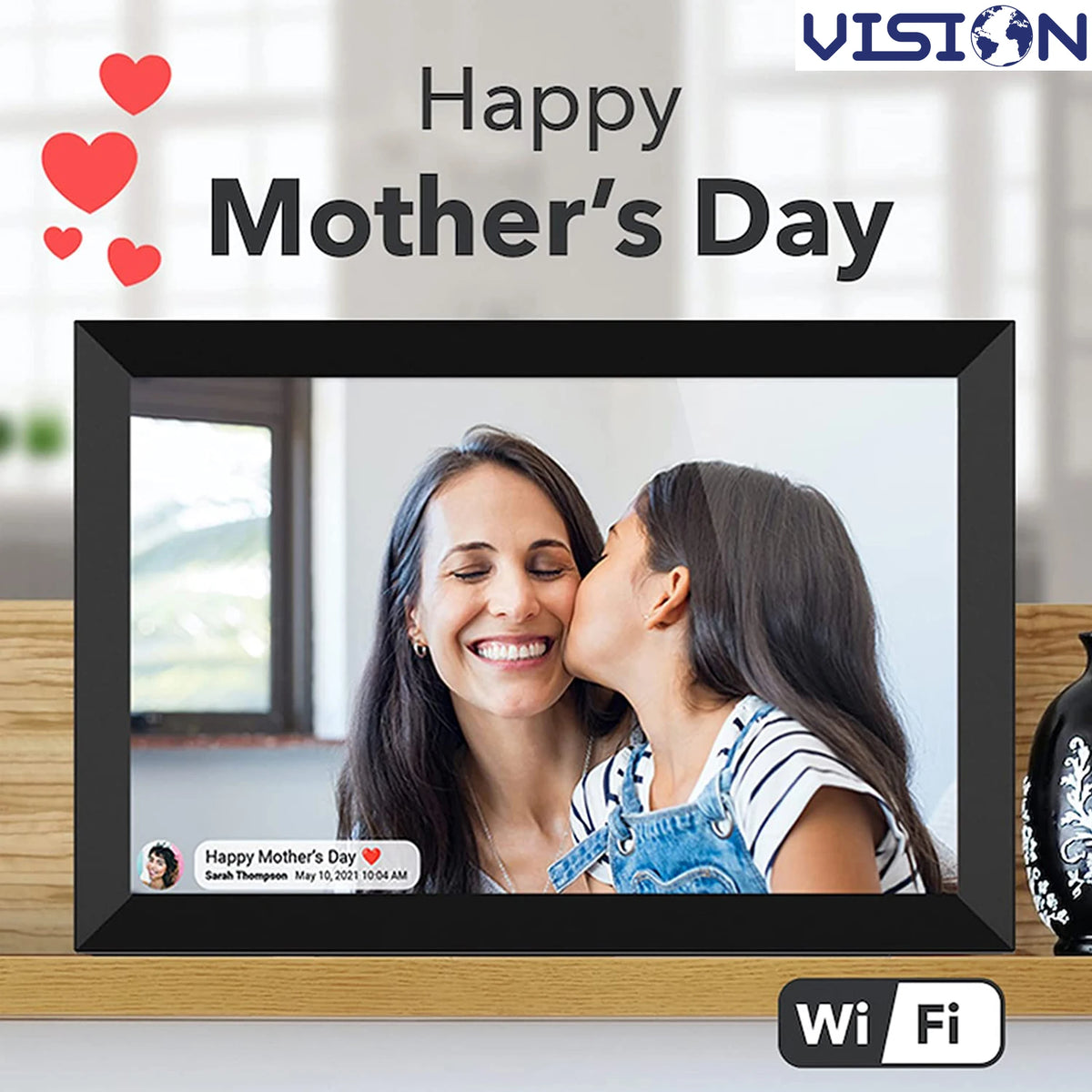 10.1 Inch WiFi Digital Picture Frame for Sharing Family Photos, Black