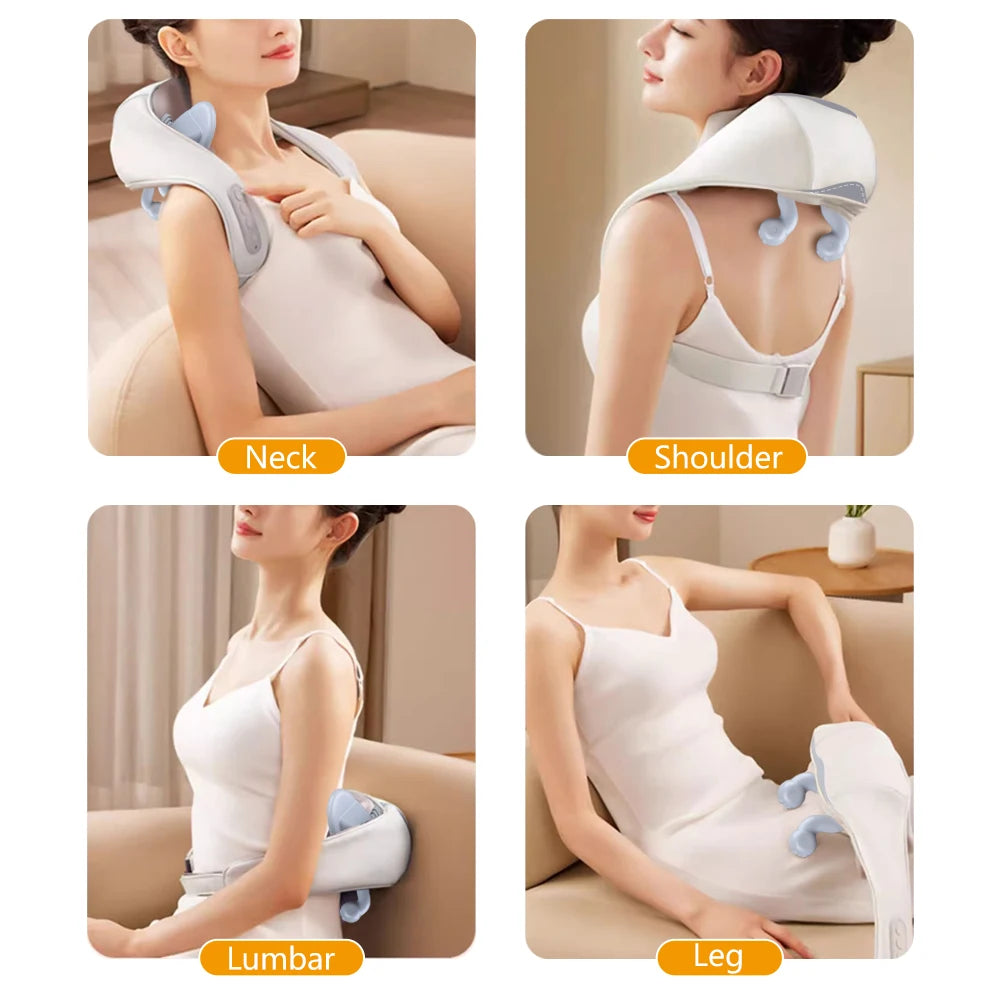 Neck and Shoulder Kneading Shiatsu Massager with Heating, Best Body Shiatsu Massage Belt,