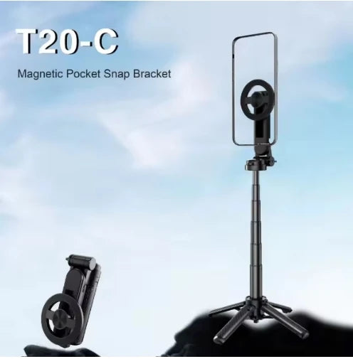 Pocket Magnetic Telescopic Selfie Stick Tripod Portable Light Compact Handheld Mobile