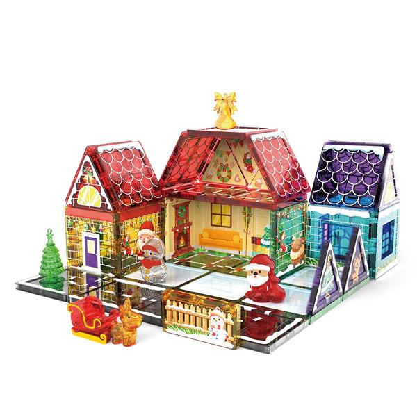 55pcs 3D Christmas Magnetic Building Blocks Educational Safety Tiles for Kids Colorful