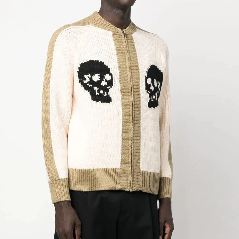 Sweater Skull Zip Up Cardigan Sweaters Boys Cardigan Sweater Skull Mens Custom Cardigan