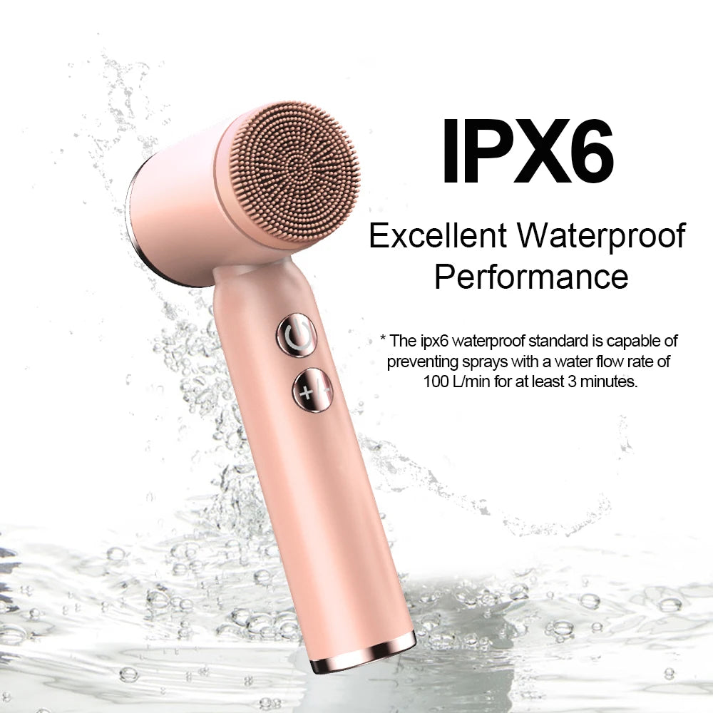 Led Waterproof Face Cleaning Brush Exfoliating Massage Face Wash Brush Silicone Electric