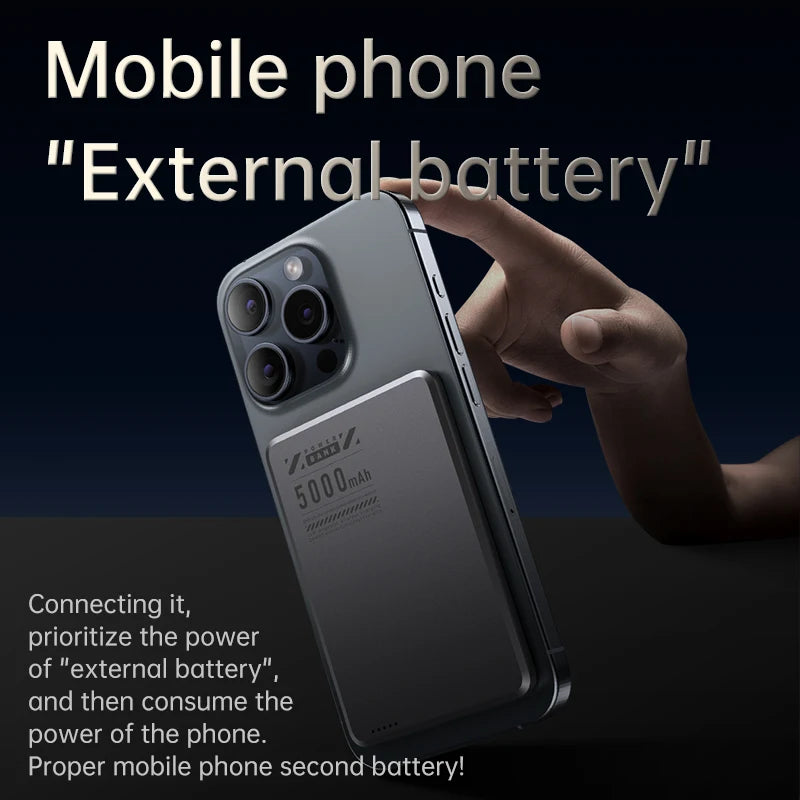 Ultra Thin Portable 20W Wireless Magnetics Fast Slim Charging Aluminum Alloy Li-Polymer