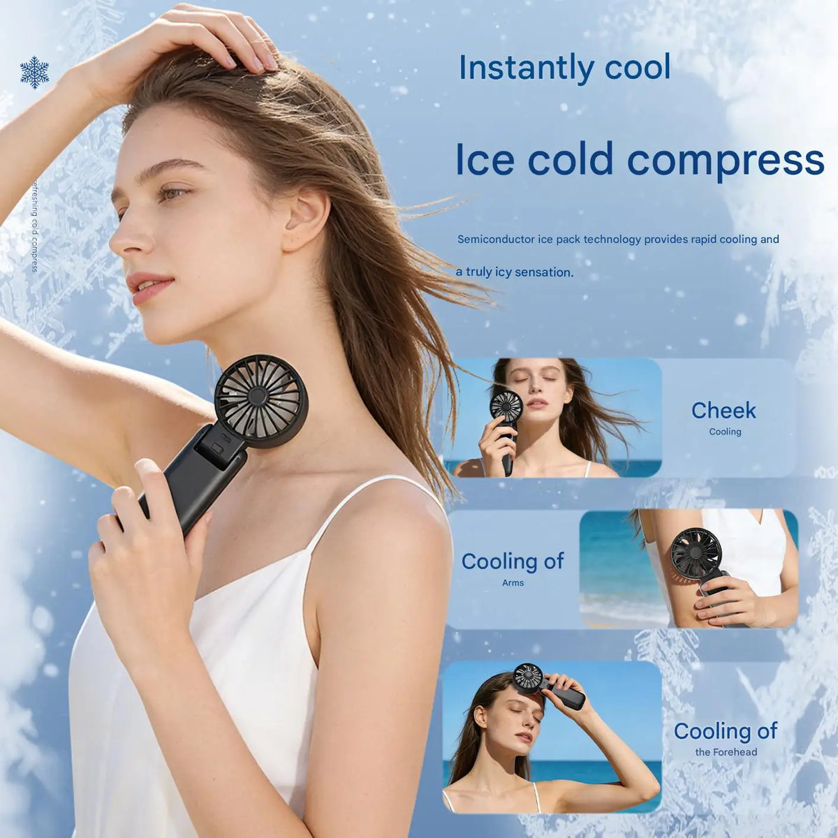 3600mAh Mini Portable Fan USB Rechargeable Plastic Material for