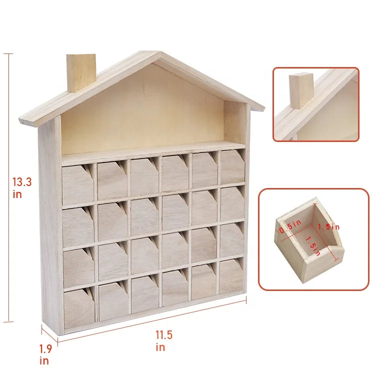 Custom Unfinished Wooden Christmas Advent Calendar Box DIY Handmade Gifts for Kids