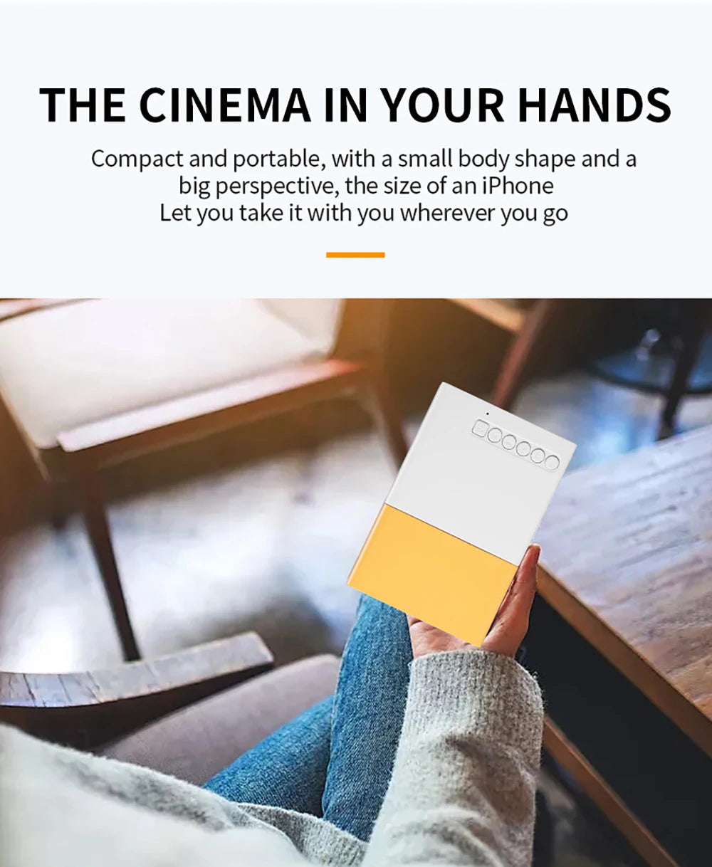 Portable Mini HD Projector with 1080p Support, WiFi and Remote Control
