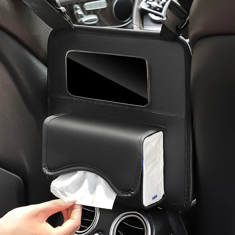 Little Rice Paddy Luxury Car Back Seat Organizer PU Leather Multifunctional Storage Bag