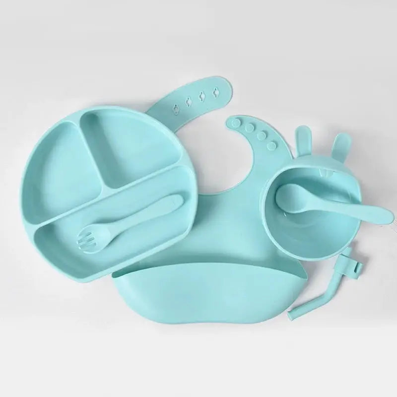 BPA-Free Silicone Baby Feeding Set for Training Infant Weaning Eating Utensils