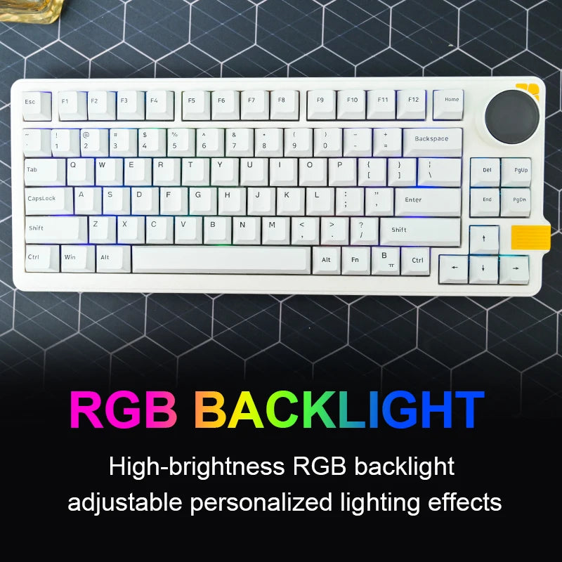 83-Key Mechanical Keyboard with Knob Screen RGB Backlight Gaming Mechanical Keyboard