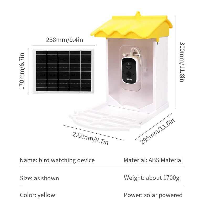 Smart 3.2L Squirrel-Proof Bird Feeder with Automatic Motion Detection Outdoor Wireless