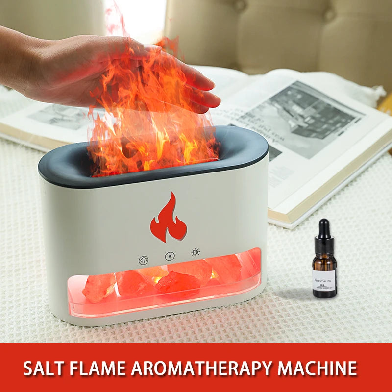 USB Volcano 3D Flame Humidifier Blue Fire Salt Stone Flame Aroma Diffuser Humidifier