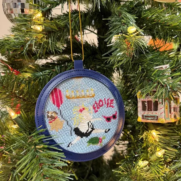 PU Needlepoint Self Finishing Round Leather Ornament Christmas Ornaments Needlepoint Self (Pack of 2)