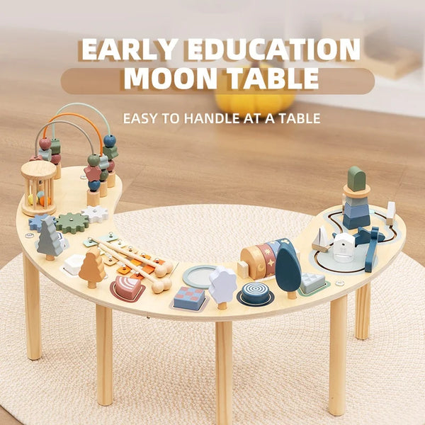 Montessori Wooden Children 4-6 Years Activity Table Busy Board Game Beads Blocks Hand-Eye