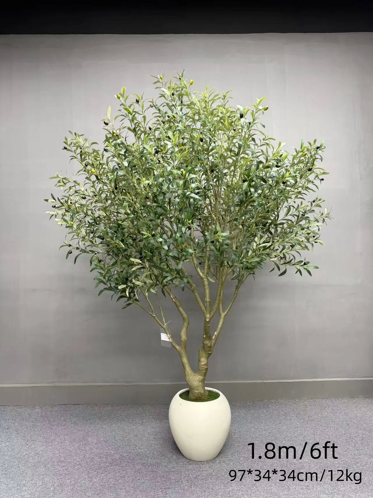 6ft-8ft Large Artificial Olive Tree with Ceramic PP Pot, Freight Saving Detachable