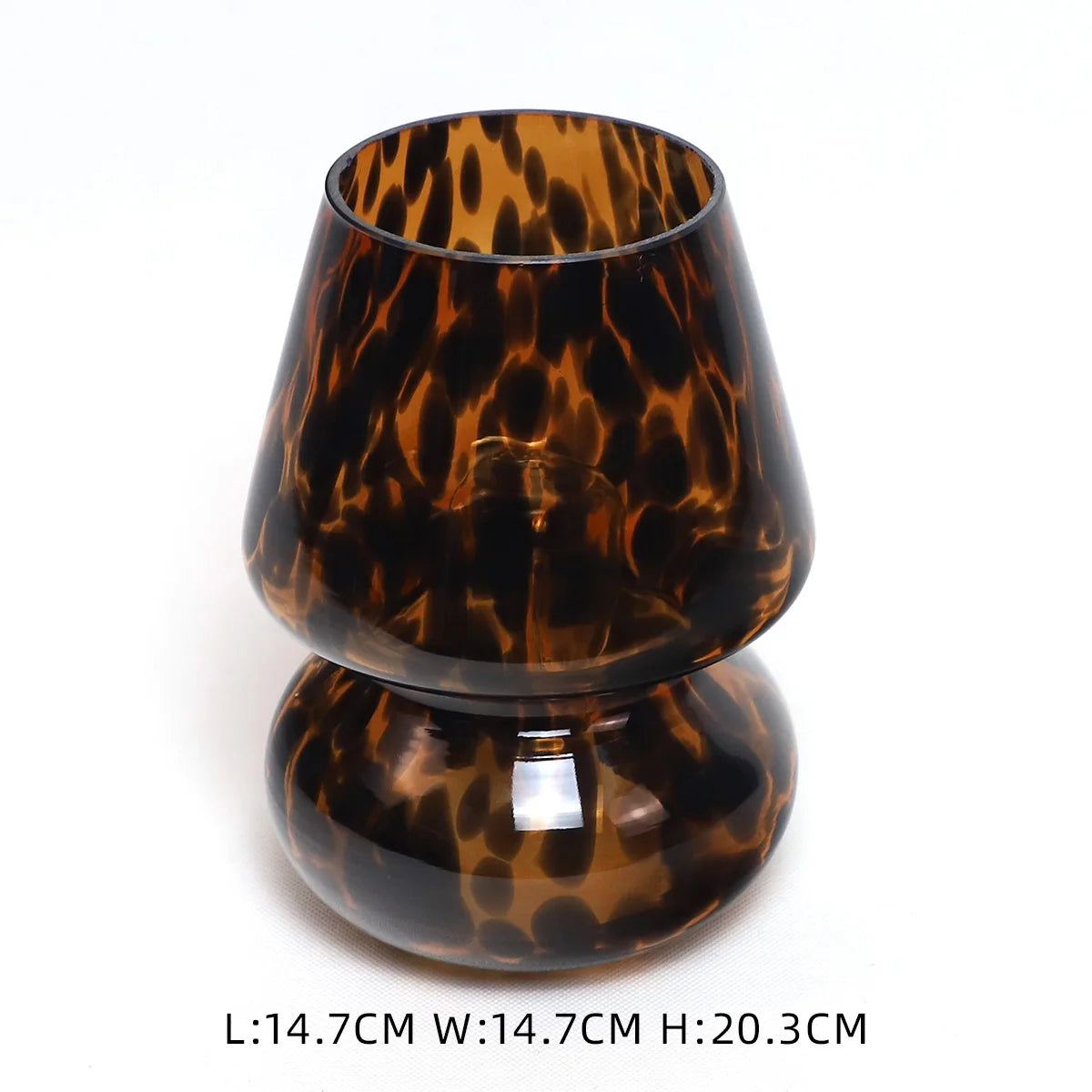 Hollow Blown Glass Leopard Print Mushroom Tabletop Reading Lamp Home Bedroom Elegant