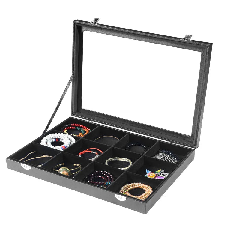 Custom Jewelry Organizer Boxes Display Travel Jewelry Case Portable Velvet Glass Cover