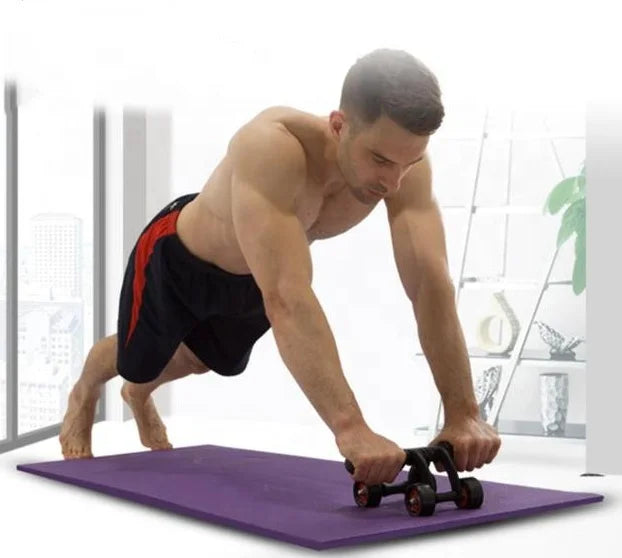 Multi-Function 4 Wheel Abs Roller with Knee Pad Mat Abdominal Wheel Fitness Ab Abdominal