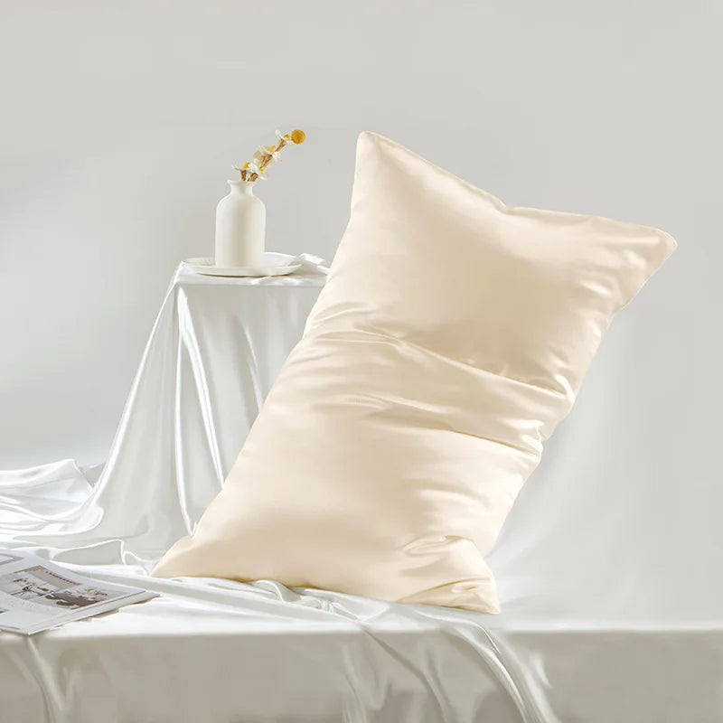Double-Sided Satin Weave 100% Mulberry Silk Zippered Pillowcase 19 Momme for Bed Pillows