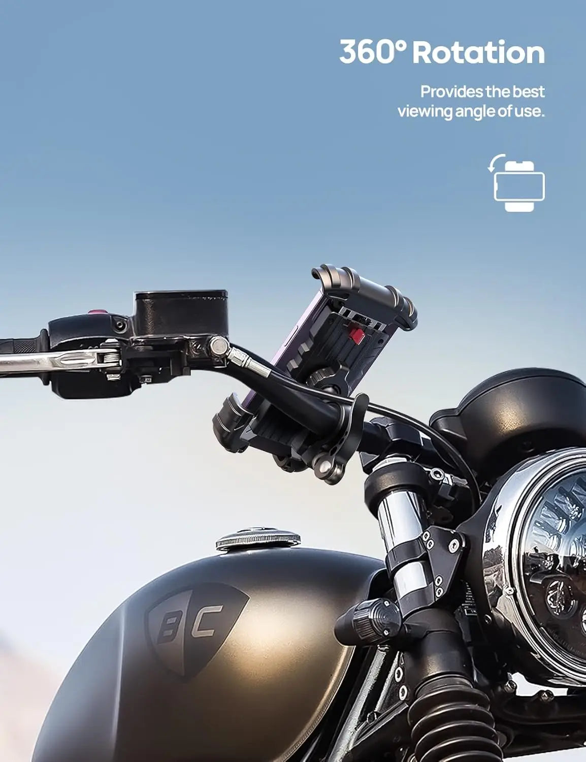 Bike Phone Holder for 4.7\" 6.8\" Smartphones Motorcycle Handlebar Cell Phone Clamp