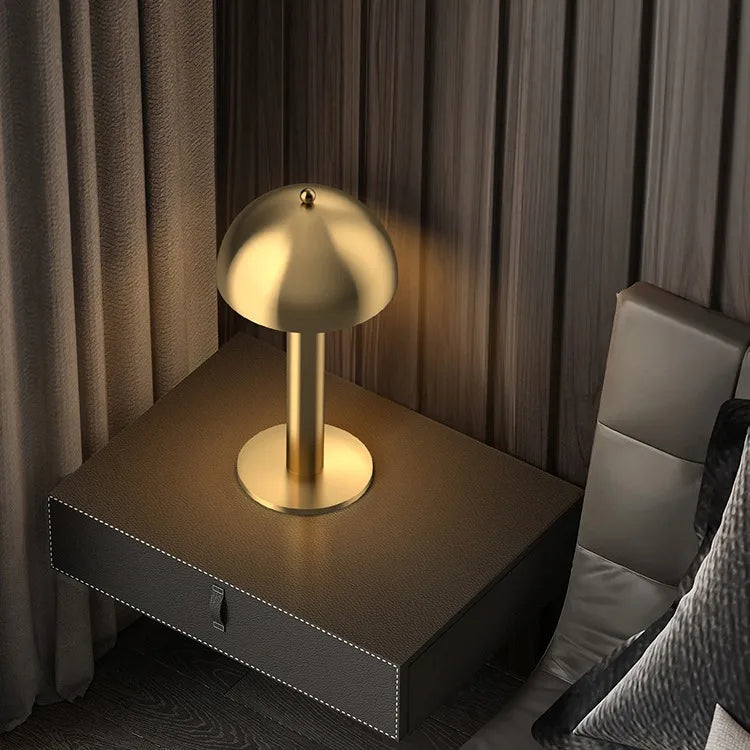 Nordic Luxury All-Copper Simple DC Powered Dimmable LED Table Lamp Modern Mushroom Design