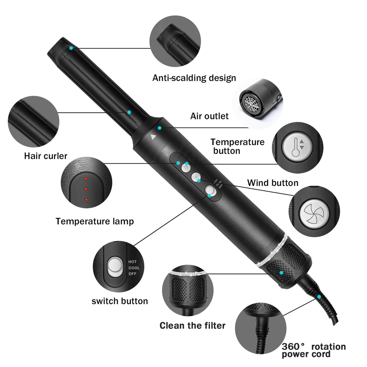 Hot Comb Air Set High Speed Ionic Hair Dryer Volumizer Brush 110 Multifunctional One Step