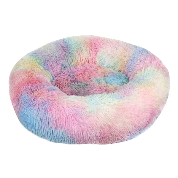 Top Seller 100% Cotton Round Long Fur Donut Dog Bed Removable Super Plush Breathable