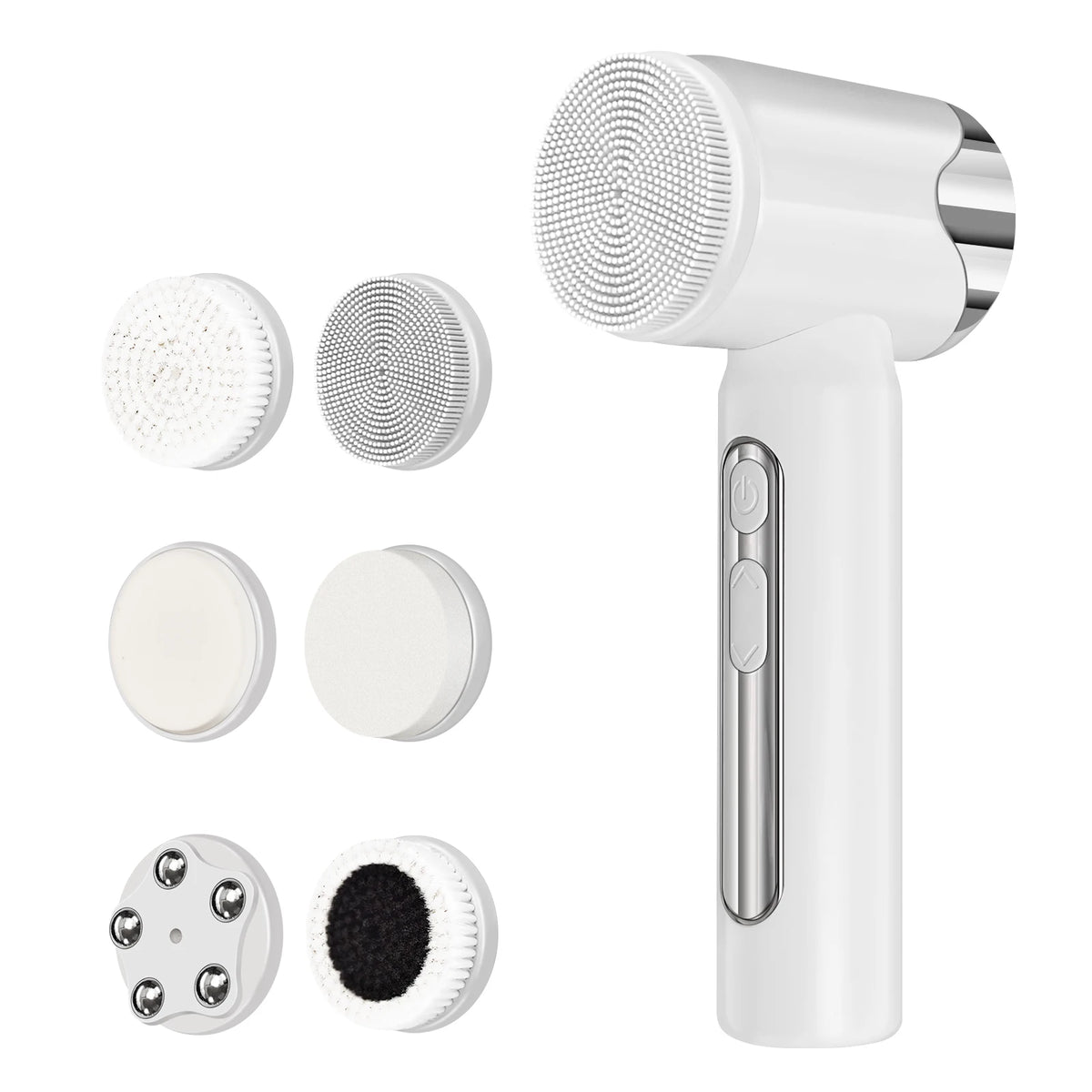 Compress Electric Rotating Silicone Facial Cleansing Brush 6 Brush Heads IPX6 Waterproof