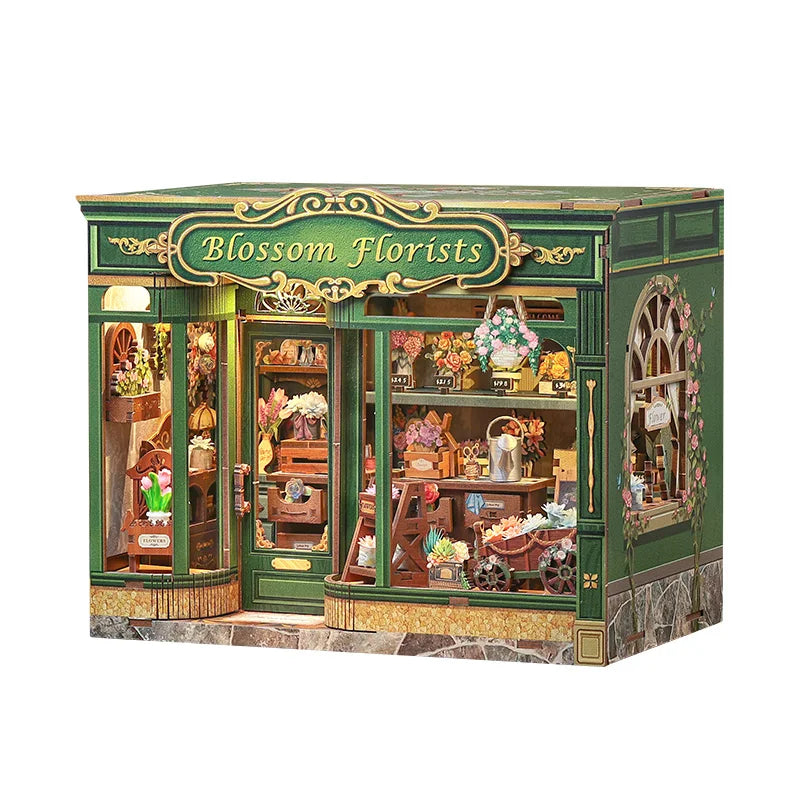 Top Gift DIY Book Nook 3D Wooden Puzzle Miniature House DIY Craft Kit Assembled Wooden Toy