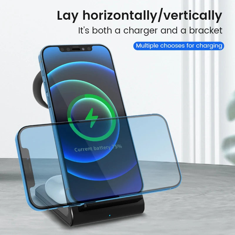3 in 1 Wireless Charging Station Desktop Wireless Charger Stand 15W Wireless Charger