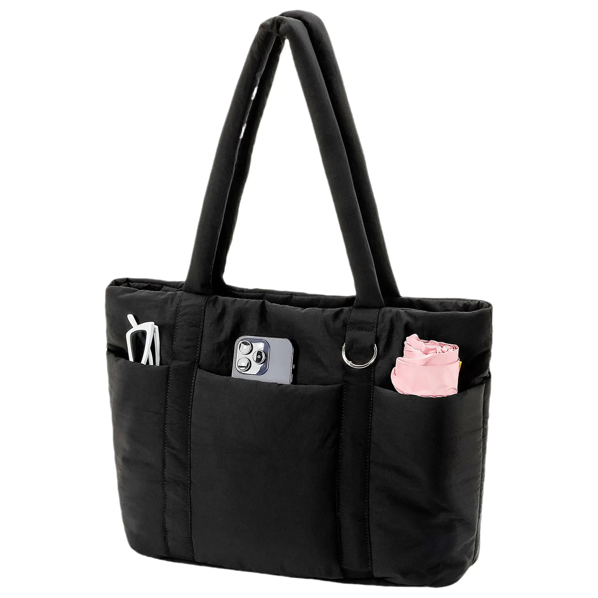 Multi Pocket Tote Bag For Women Large Puffy Shoulder Purse Handbag With Laptop
