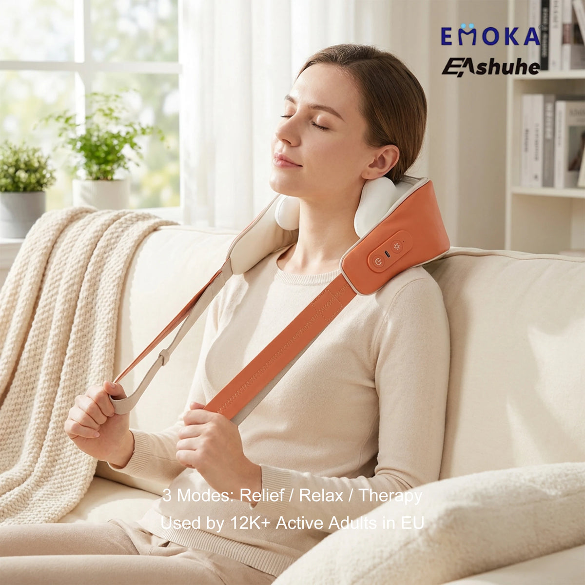 Smart Electric Pulse Neck Massager for Neck and Shoulders, Brown