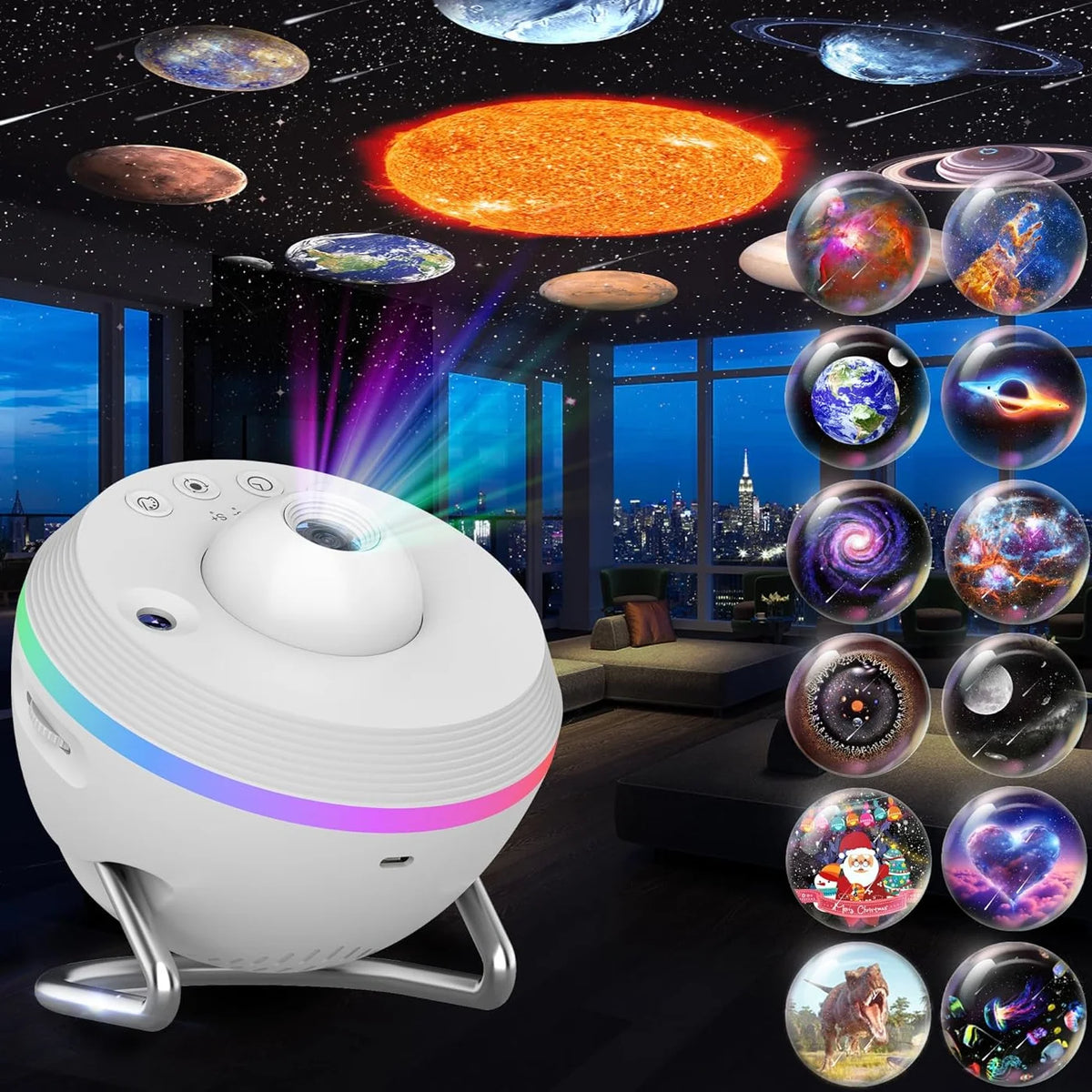 13-in-1 4K HD Planetarium LED Lamp Galaxy Star Projector with Timer, Meteor Starry Sky