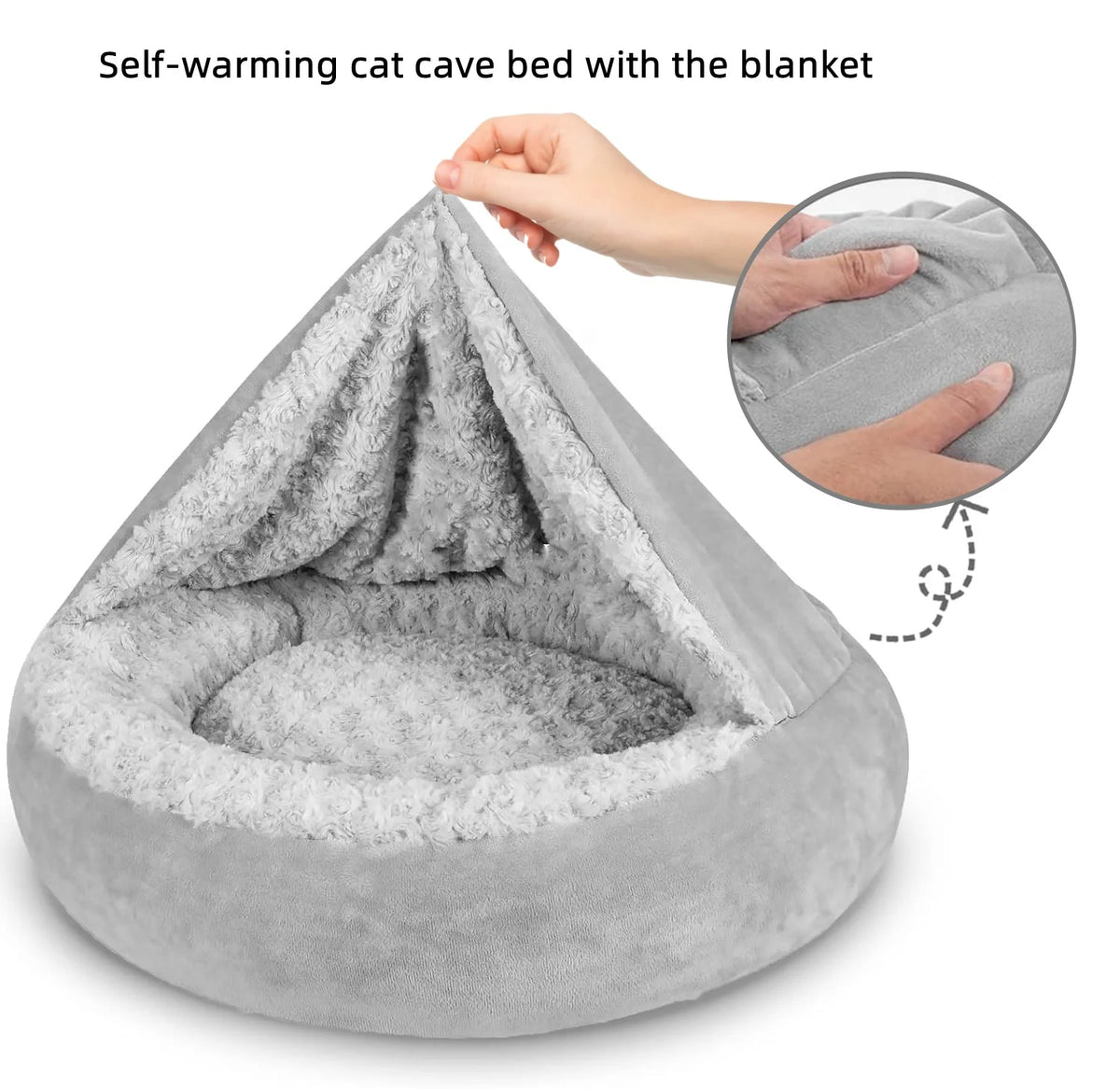Donut Pet Bed with Hooded Blanket, Cozy Round Bed for Dogs and Cats