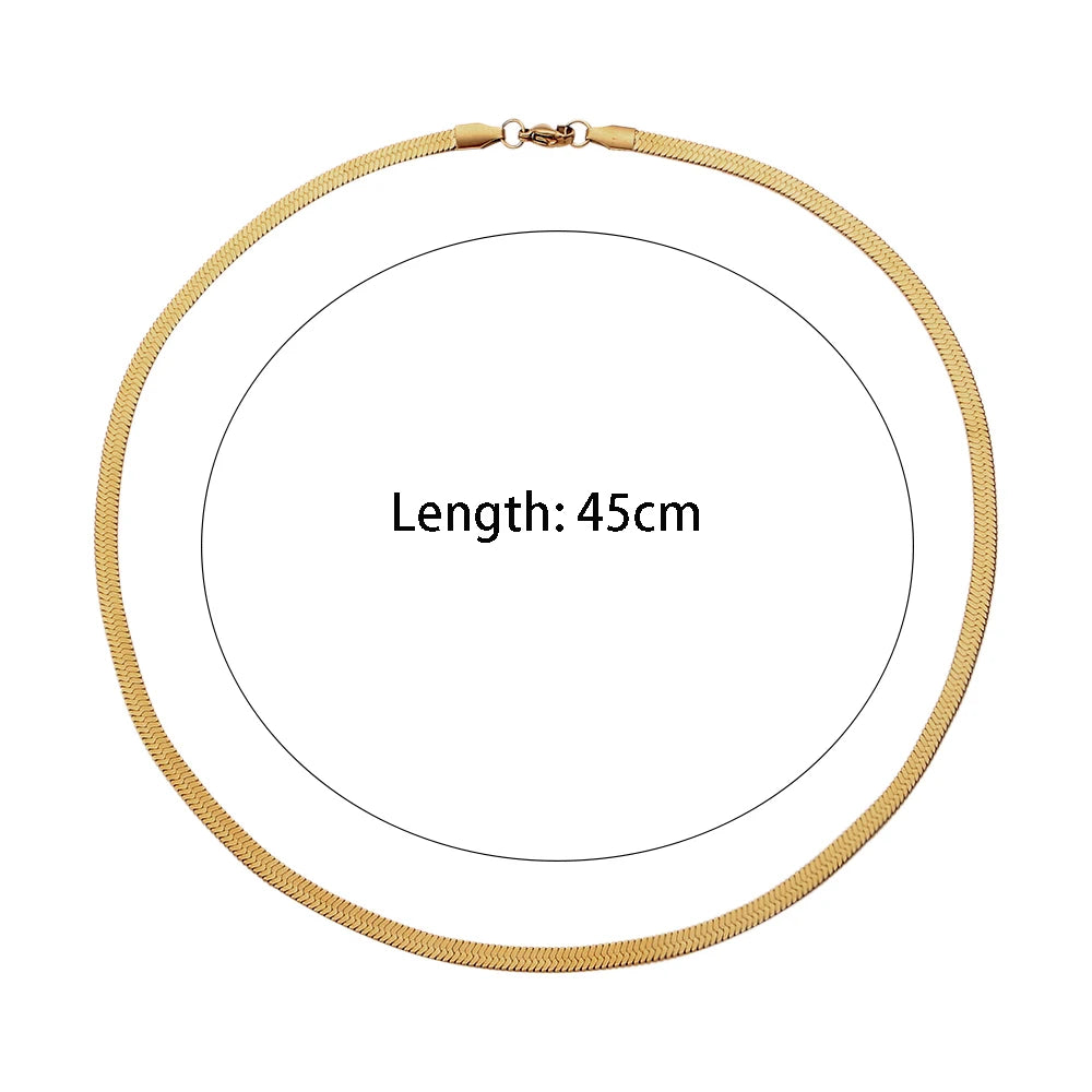 Tarnish Free 18K Gold PVD Plated Jewelry Stainless Steel Herryingbone Chain Necklace