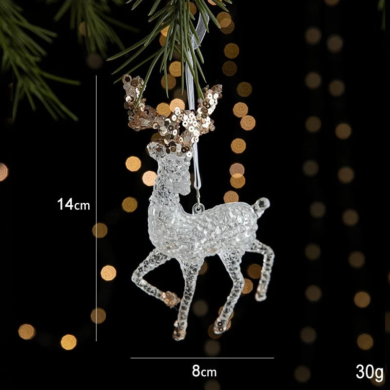 Christmas Ornaments Sequins Acrylic Transparent Snowflake Pendant Hanging Decor Christmas