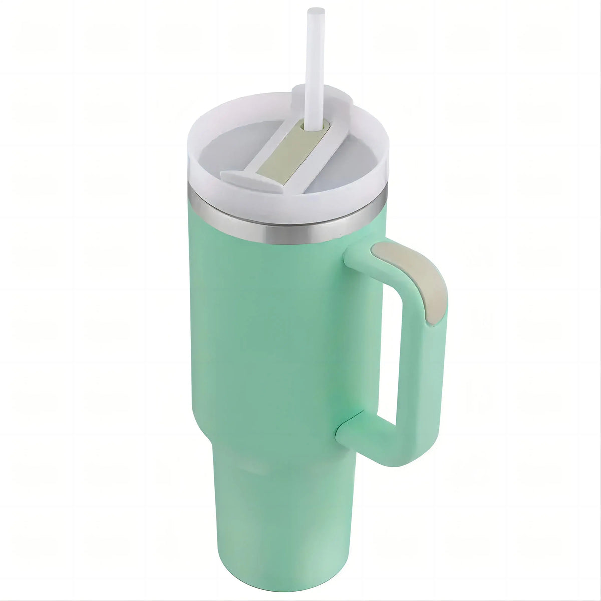 Double Walled Insulated Vacuum Stainless Steel 40Oz Tumbler With Straw Handle And Lid