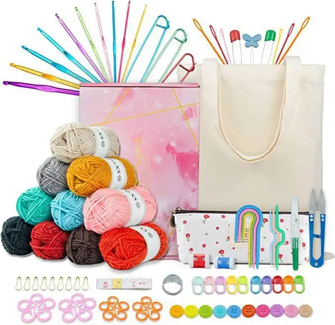 73 Piece Crochet Tools Kits Various Yarn Balls Needles Accessories Yarn Set Crochet Kit