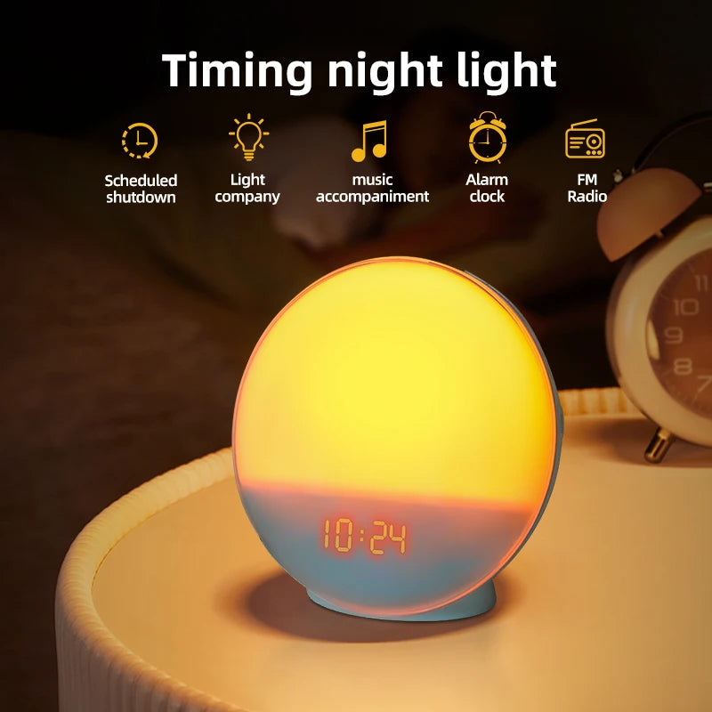 Sunrise Alarm Clock RGB Night Light Bedroom Decor Wake-Up Light Novelty Body Touch Switch